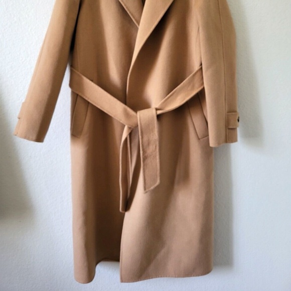 $475 Unworn Reiss Brooks Long Length Belted Wool Blend Overcoat in Camel - Picture 4 of 11